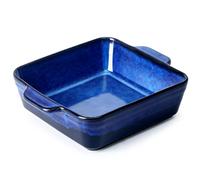 NUTRIUPS Plat de cuisson carré en céramique de 2 L - Passe au four - Cocotte de 22 cm avec poignées - Plat de cuisson carré en grès - Moules à lasagnes en porcelaine