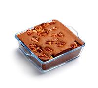 NUTRIUPS Plat de cuisson carré en verre pour four, moule à gâteau carré en verre pour four (0.45L)