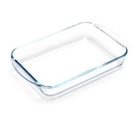 NUTRIUPS Plat Four en Verre, 2,6L Grand Plat Four Rectangulaire avec Poignées, 35x23x5,5cm Plat au Four, Passe au Four et au Micro Ondes