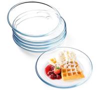 NUTRIUPS Set de 6 Assiettes en Verre Trempé de 20.3cm - Vaisselle Clair Passe au Lave-Vaisselle et au Micro-onde