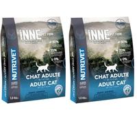 NUTRIVET - INNE Chat - Croquettes sans Céréales - Chat Adulte - Poisson - 80% d'ingrédients d'origine Animale - 1,5 kg (Lot de 2)