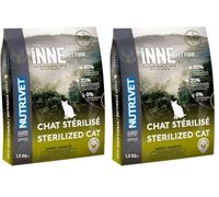 NUTRIVET - INNE Chat - Croquettes sans Céréales - Chat Stérilisé ou en Surpoids - Poulet - 80% d'ingrédients d'origine Animale - 1,5 kg (Lot de 2)