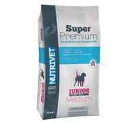 NUTRIVET - Super Premium - Junior Medium - Croquettes sans Blé - Chiot - Riche en Protéines Animales - 15 kg
