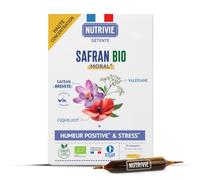 NUTRIVIE - Ampoules Safran Bio & 100% Naturelle - Stress, Fatigue & Baisse de Moral - Safr'Inside™, Valériane & Coquelicot - Pour le Surmenage, la Relaxation et une Humeur Positive
