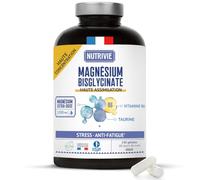 Nutrivie Magnésium Bisglycinate 1500mg + Vitamine B6, 2mois, Anti-Stress et Anti-Fatigue, 240 Gélules