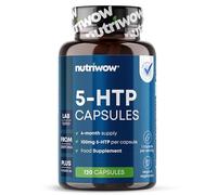 Nutriwow Griffonia 5-HTP 100 mg, 120 gélules véganes, extrait 20:1 - équivalent à 8 000 mg de graines, 1 par jour, cure de 4 mois.