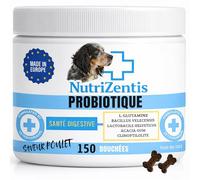 NUTRIZENTIS | Probiotique Chien Répare la Flore intestinale du Chien, renforce Son système immunitaire, probiotiques pour Chiens | Fabriqué en Europe | 150 Bouchées au Poulet