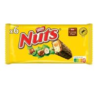 NUTS - Barres Gourmandes Chocolat Noisette, Texture Fondante et Croquante (6 x 42g) - Le Lot De 4