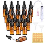 Nuts OT Flacon Pipette 10ml en Verre Ambré 18 Pcs - Compte-Gouttes pour Huile Essentielle Vide avec 5 Pièces d'Accessoires