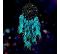 Nuts OT nuts Attrape-rêves pour fille - Fait à la main - Avec plumes - Décoration bohème pour chambre à coucher, enfant, garçon, fille - Décoration murale - Cadeau créatif (bleu)