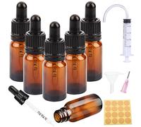 Nuts OT nuts Flacon pipette 10ml flacon verre ambré 6 Pcs flacon compte gouttes compte goutte flacon huile essentielle vide Comprenant 5 Pièces d'accessoires