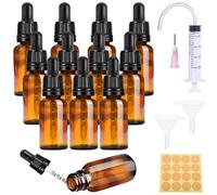 Nuts OT nuts Flacon pipette 20ml flacon verre ambré 12 Pcs flacon compte gouttes compte goutte flacon huile essentielle vide Comprenant 5 Pièces d'accessoires