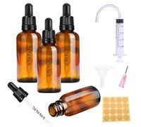 Nuts OT nuts Lot de 4 flacons compte-gouttes de 30 ml - Avec pipette - Petit avec 5 accessoires - Aromathérapie pour huiles essentielles - Parfums - Marron