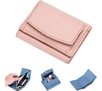 NUTSE Mini portefeuille pliable et compact en cuir véritable avec blocage RFID - Unisexe, rose, Urban Simplicity