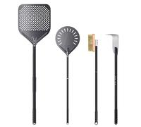 NUTUNI Lot de 4 pelles à pizza rectangulaires en aluminium anodisé dur - 30 x 112 cm - 23 cm - Brosse à pizza - Brosse à four à pizza - Râteau à bois - Accessoires pour la maison, le restaurant