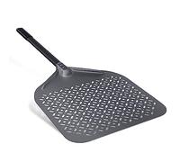 NUTUNI Pelle à pizza perforée, 35 cm, pelle à pizza en aluminium anodisé dur avec manche amovible pour pizzas, pain, tartes faites maison