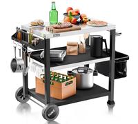 NUUK Table de salle à manger à roulettes à 3 étagères - 50,8 x 81,3 cm - Chariot extérieur mobile avec dessus en acier inoxydable pour la cuisine - Table de travail sur roulettes