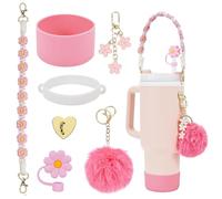 NUUOTP Stanley Cup Accessoires Kit d'accessoires pour Tasse Stanley Quencher Accessoires siliocne Couvercles de Paille pour Tasse Stanley pour Gobelets Stanley de 1,2L et 850 ML (Rose)