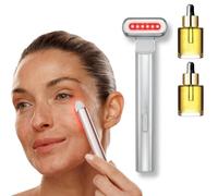 Nuvaskin Anti Cernes Appareil - Soin Integral du Regard :Stylo & Serum Activateur, Rajeunissement Cutané Par Lumière Rouge Et Bleue, Technologie de Micro-vibrations, Ergonomique et Portable (Argent)