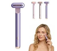 Nuvaskin Stylo Anti Cernes 4-en-1 - Micro-courants pour Yeux, Chauffant, Vibrant, Réduit l'apparence des poches, Appareil de Soin à Domicile (violet)