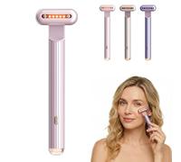 Nuvaskin Stylo Anti Cernes 4-en-1 - Micro-courants pour Yeux, Chauffant, Vibrant, Réduit l'apparence des poches, Appareil de Soin à Domicile (rose)