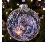 Nuvatrix Décoration de Noël lumineuse 3D à suspendre avec LED chaude, mini scène de vacances transparente à suspendre pour arbre, décoration de fête à la maison, décoration d'intérieur de Noël