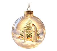 Nuvatrix Décoration de Noël lumineuse 3D à suspendre avec LED chaude, mini scène de vacances transparente à suspendre pour arbre, décoration de fête à la maison, décoration d'intérieur de Noël