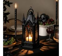 Nuvatrix Lanterne à bougie LED en forme de cathédrale gothique, lampe chauffe-plat sans flamme en forme d'église, veilleuse vintage effrayante de bureau, décoration de table d'Halloween, décoration de