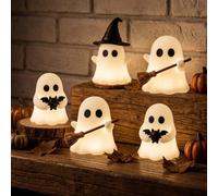 Nuvatrix Mini figurines de fantôme lumineuses d'Halloween, statue de fantôme miniature phosphorescente pour micro paysage, plateau à niveaux, centre de table, cadeau pour amoureux des animaux