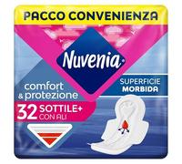 Nuvenia - Absorbant fin normal avec ailes - Surface douce et contrôle des odeurs - Lot de 32 serviettes hygiéniques