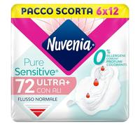 Nuvenia, Absorbant Pure Sensitive Ultra Jour avec Ailes, Assborbants pour flux normal, Lot de 72 serviettes hygiéniques