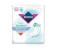 Nuvenia - Absorbant Pure Sensitive Ultra Nuit avec Ailes - Surface délicate pour peaux sensibles - Lot de 8 serviettes hygiéniques