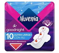 Nuvenia Absorbant ultra nuit avec ailes, surface respirante et absorption rapide, lot de 10 serviettes hygiéniques