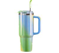 Nuvique Tasse de isotherme à double paroi en acier inoxydable de 1134ml avec poignée, dégradé de couleurs arc-en-ciel(Green)