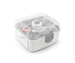 Nuvita 1085 Stérilisateur à vapeur pour biberons, tétines et accessoires pour four à micro-ondes - Stérilise jusqu'à 3 biberons à col large et des accessoires en 2 minutes - Compact et portable, il est équipé de poignées anti-brûlures et est exempt de BPA et de phtalates.