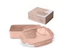 Nuvita 4431 Lunchbox 1500 ml - 3 compartiments fixes, couvercle hermétique, compatible micro-ondes et lave-vaisselle - Idéale pour purée, snacks ou déjeuner - Sans BPA - English Rose