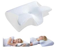 Nuviya Butterfly 3.0 Pillow - Ergonomic Cervical Pillow for Neck and Shoulder Pain Relief, Crafted from High-Density Breathable Foam, Designed for Side,Back, Stomach Sleepers,Perfect for Home (Blanc)