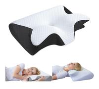 Nuviya Butterfly 3.0 Pillow - Ergonomic Cervical Pillow for Neck and Shoulder Pain Relief, Crafted from High-Density Breathable Foam, Designed for Side,Back, Stomach Sleepers,Perfect for Home (Noir)
