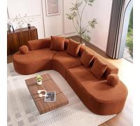NuvlaGu Canapé d'angle moderne en forme de L sans pieds 5 places en chenille avec rembourrage en mousse douce, design à dossier coussin, confortable, facile d'entretien, idéal pour les grands salons