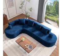 NuvlaGu Canapé d'angle moderne en forme de L sans pieds 5 places en chenille avec rembourrage en mousse douce, design à dossier rembourré, confortable, facile d'entretien, idéal pour les grands salons