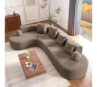 NuvlaGu Canapé d'angle moderne en forme de L sans pieds 5 places en chenille avec rembourrage en mousse douce, design à dossier rembourré, confortable, facile d'entretien, idéal pour les grands salons