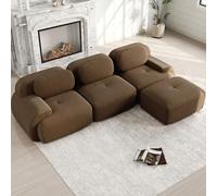 NuvlaGu Canapé d'angle modulaire, sans cadre, en velours côtelé, vert, 3 places, avec mousse hautement élastique 32D, ergonomique, accoudoirs extra larges, antidérapant, adapté aux animaux domestiques