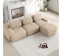 NuvlaGu Canapé d'angle modulaire, sans cadre, en velours côtelé, vert, 3 places, avec mousse hautement élastique 32D, ergonomique, accoudoirs extra larges, antidérapant, adapté aux animaux domestiques