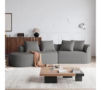 NuvlaGu Canapé en chenille - Canapé d'angle moderne surdimensionné 4 places - Avec 4 coussins - Canapé modulaire pour salon et chambre à coucher - Gris foncé + chenille + 3 sièges