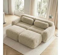 NuvlaGu Canapé-lit modulaire avec 2 ottomans, canapés 2 places, sans montage, sans boneless, en tissu doux et moelleux, confortable, pour le salon