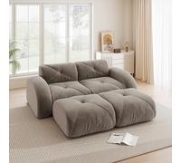 NuvlaGu Canapé modulaire 2 places avec 2 tabourets, canapé nuage sans cadre, en chenille, canapé de salon doux, avec mousse 32D, antidérapant, pas de montage, combinable de manière flexible pour le