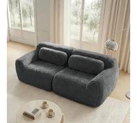 NuvlaGu Canapé modulaire, 2 places, design ergonomique avec coussin, mousse 32D de qualité supérieure, fond antidérapant, idéal pour le salon, la chambre à coucher