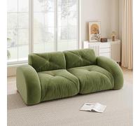 NuvlaGu Canapé modulaire 2 places en tissu chenille, mousse 32D, ergonomique, sans montage, antidérapant, adapté aux animaux domestiques, vert