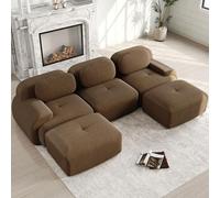 NuvlaGu Canapé U modulaire 3 places sans montage, sans cadre, en velours côtelé de qualité supérieure, mousse hautement élastique 32D, accoudoirs extra larges, antidérapant et respectueux des animaux