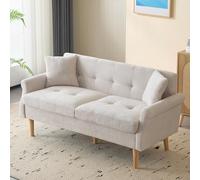 NuvlaGu Design moderne - Canapé rembourré en tissu chenille - Canapé double avec coussins épais - Convient pour salon, chambre à coucher, appartement, etc. Vidéo disponible (beige + chenille + 2